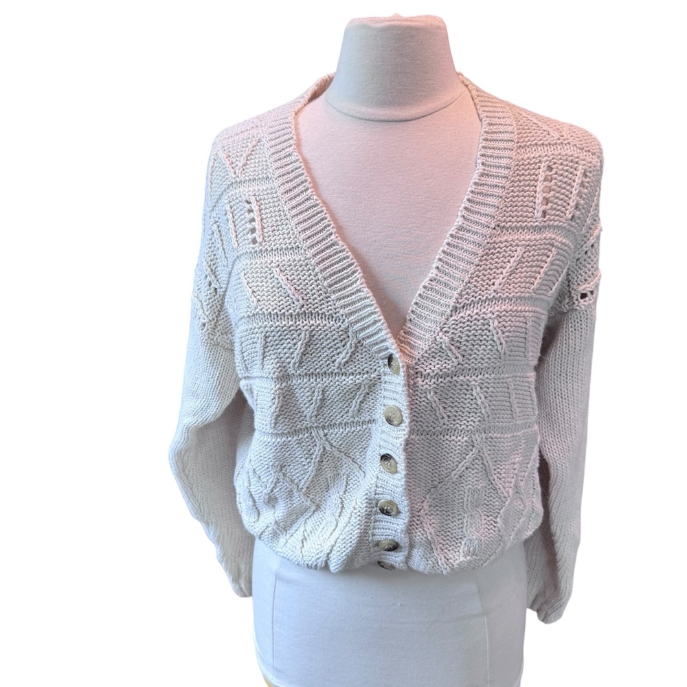 Vintage 90s Adrianna Papell Cardigan Sweater Knit Women’s Small Grandpa Boho